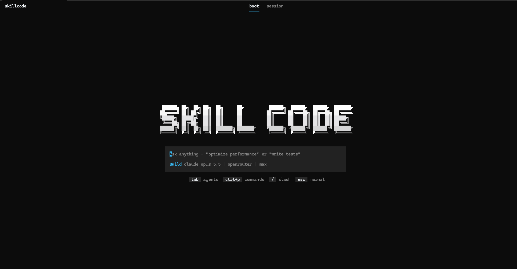 SkillCode Terminal Start Screen